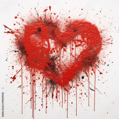 Red Heart Splatter: Abstract Expression of Love