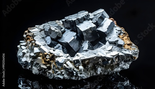 Natural Galena Nugget Showcasing Silver Ores Unique Texture Against a Dark Backdrop