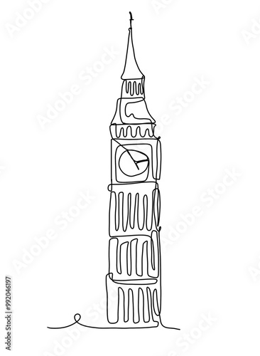 Sketch of Big Ben on white background