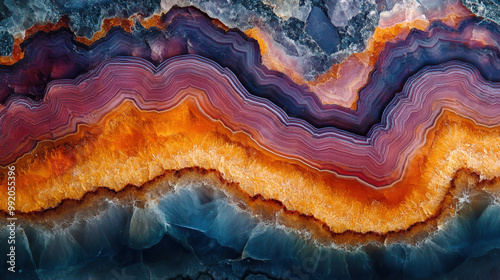 colourful, layered patterns of a geode slice