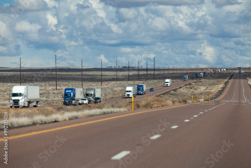 One-way highway commerce under cloudy sky