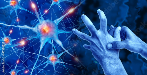 Parkinson's Disease as a progressive neurological disorder affecting body movement as neuron cells losing function in the substantia nigra section of the human brain