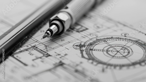 Technical drawing showing engineering schematics