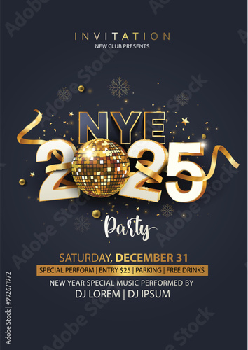 2025 Happy New Year club poster Background for your Flyers and Greetings Card graphic or new year themed party invitations. abstract vector illustration design