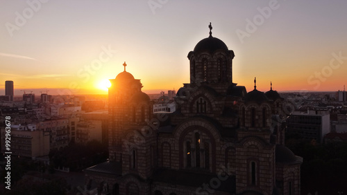 High angle view of Belgrade, capital of Serbia.