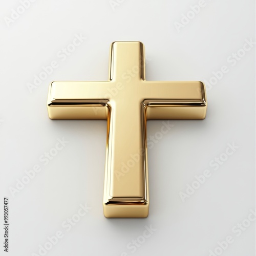 The golden cross symbol represents faith and spirituality. Ideal for use in religious themes and artistic expressions.