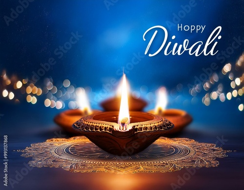 Flat design for diwali festival background with oil lamps. Best design