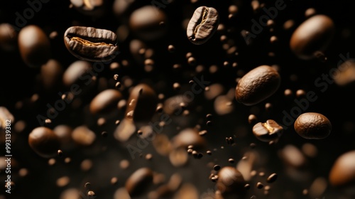 Suspended Coffee Beans in Cinemagraph Effect