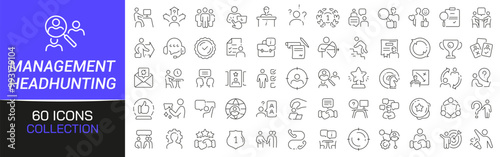 Management and headhunting line icons collection. Thin outline icons pack. UI icon collection. Set of line web pictogram