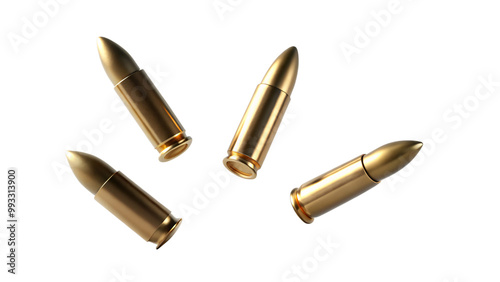 Isolated rifle bullets white background