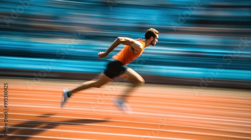 Blurred image of a runner on a track.