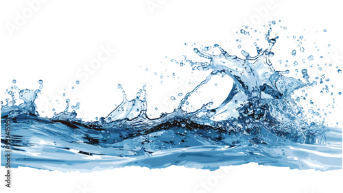 Blue water wave splash isolated, realistic water splatter with drops, liquid wave, water ripple effect, transparent wave splash, water wave splashing, ocean wave splash effect, PNG vector illustration