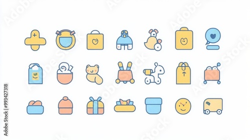 baby 1 line icons 256 x 256, Generative AI