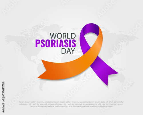 Vector Illustration of World Psoriasis Day. Psoriasis Awareness Ribbon. 