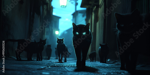 Mysterious Cats in a Dark Alley