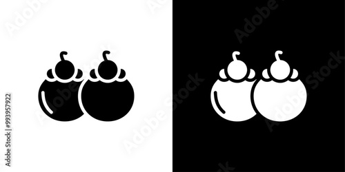 Mangosteen icon set vector illustration