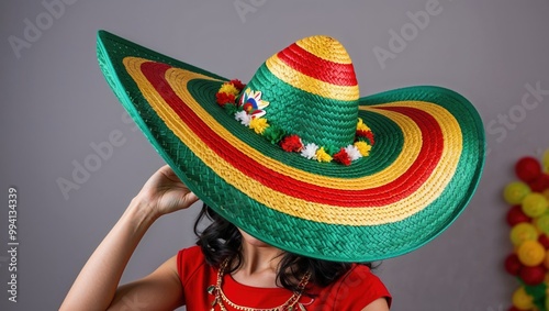 woman in sombrero with somas hat