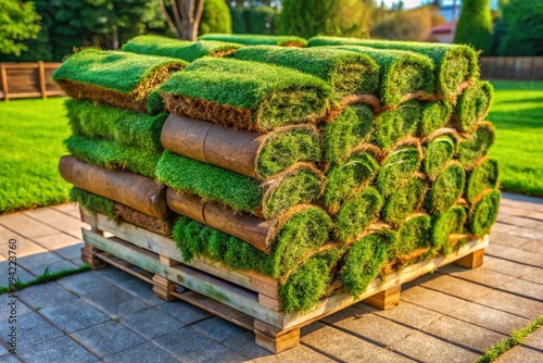 Fresh Green Sod Pallet Ready for Installation on a Residential Lawn or Landscaping Project