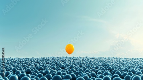 One of the balloons in this picture stands out from the rest, symbolizing uniqueness and individuality.