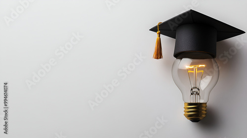 Education or Graduate study Creative concept: light bulb with Graduated hat on white background. Ideas with innovation creativity for Educational successs studies world. back to School