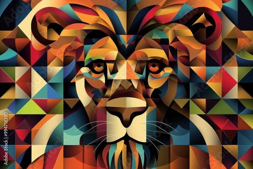 Cubist Lion Portrait