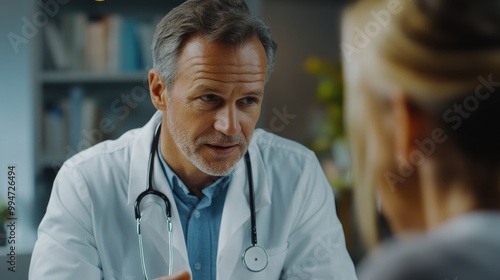 Professional Doctor Consulting with Patient in Waiting Room