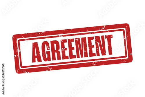 Agreement. A red stamp isolated on white background.