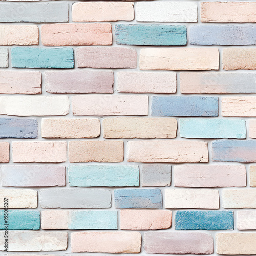 Soft pastel brick wall texture, perfect for interior design and urban wallpaper. 