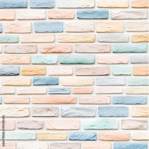 Soft pastel brick wall texture, perfect for interior design and urban wallpaper. 