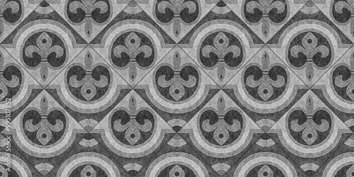 Vintage tiled wall and floor stone and marble pattern with unique mixed design pattern.