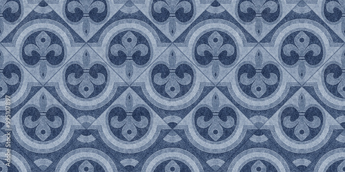 Vintage tiled wall and floor stone and marble pattern with unique mixed design pattern.