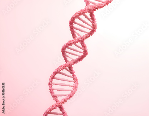 A pink double helix, a DNA strand