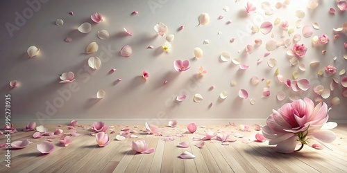 Dreamy wall flowers with floating petals