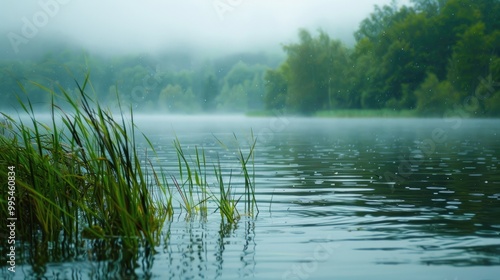 Natural Eastern European Lake with Selective Focus and Copy Space