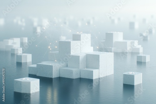 Abstract 3D cubes on a white background symbolizing data processing and cloud storage solutions for modern digital infrastructure