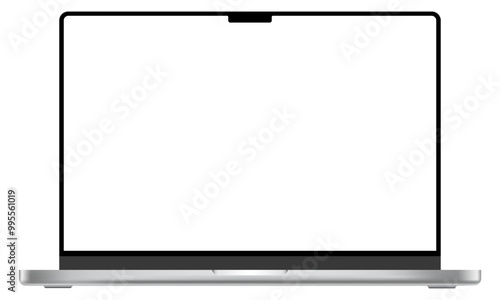 Apple MacBook pro realistic laptop device mockup template. Modern technology computer blank screen vector illustration