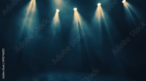 Dark, refined background with subtle texture and softly blurred individual stage lights for an elegant, atmospheric scene