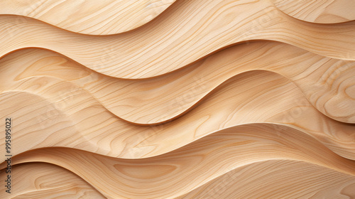 Abstract wooden background with flowing, wavy patterns. Natural wood grain texture. Modern, minimalist design.