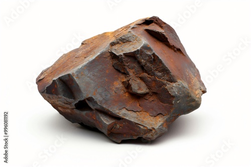 Close up view of a piece of raw iron ore, showcasing its rough texture and metallic sheen