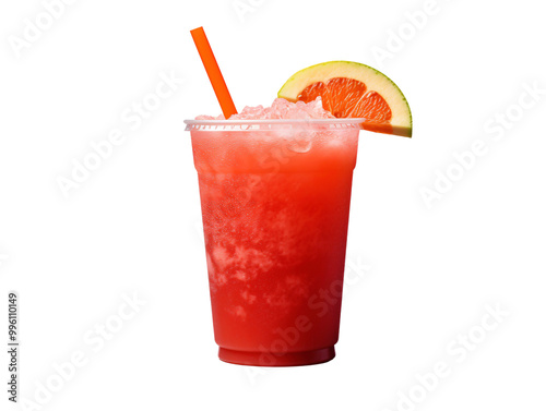 a red drink with a slice of grapefruit on top