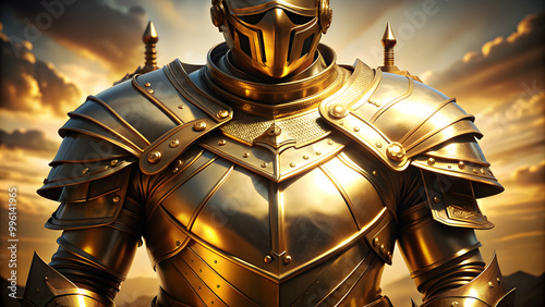 Shiny golden armor shining in the sunlight , gold, armor, protection, medieval, warrior, metallic, shiny, metal, defense