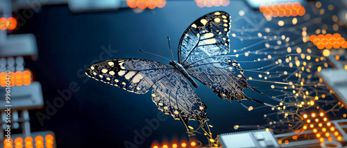 Illustration of the process of digital transformation with the symbol of a butterfly