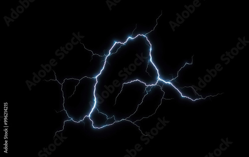 electric thunder blue lightning bolts against black background dynamic natural energy electricity