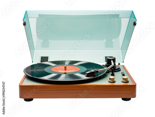 a record player with a record in it