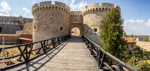 Europe, Serbia, Belgrade, Old Kalemegdan fortress of Belgrade on the rivers Sava and Danube, New Belgrade