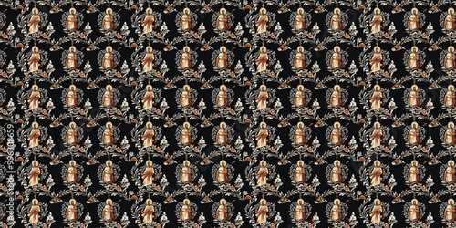 Saint pattern with a religious, revered design. seamless background pattern