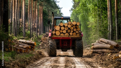 Transporting raw timber using wheeled machinery for harvesting in forested areas focusing on timber collection and logging operations