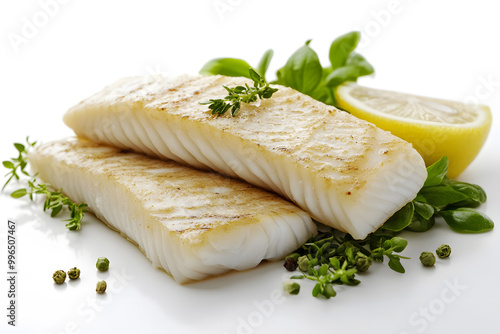 Fresh prepared white fish fillet isolated on white background