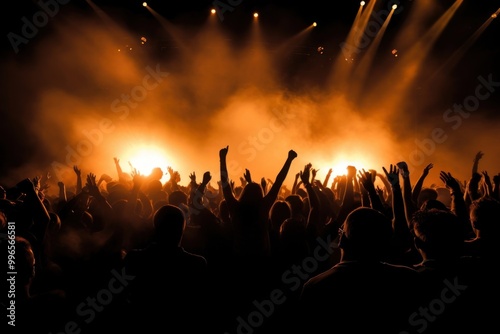 Rock concert silhouette crowd entertainment.