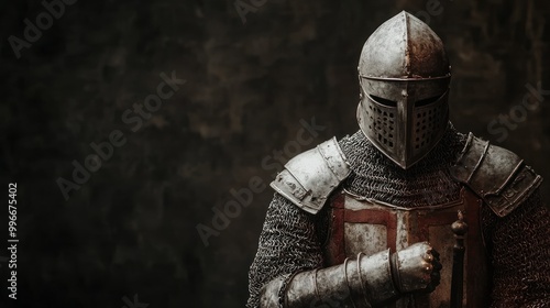 A close-up of a medieval knight in armor.